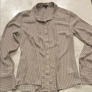 Express Beige and Black Patterned Shirt